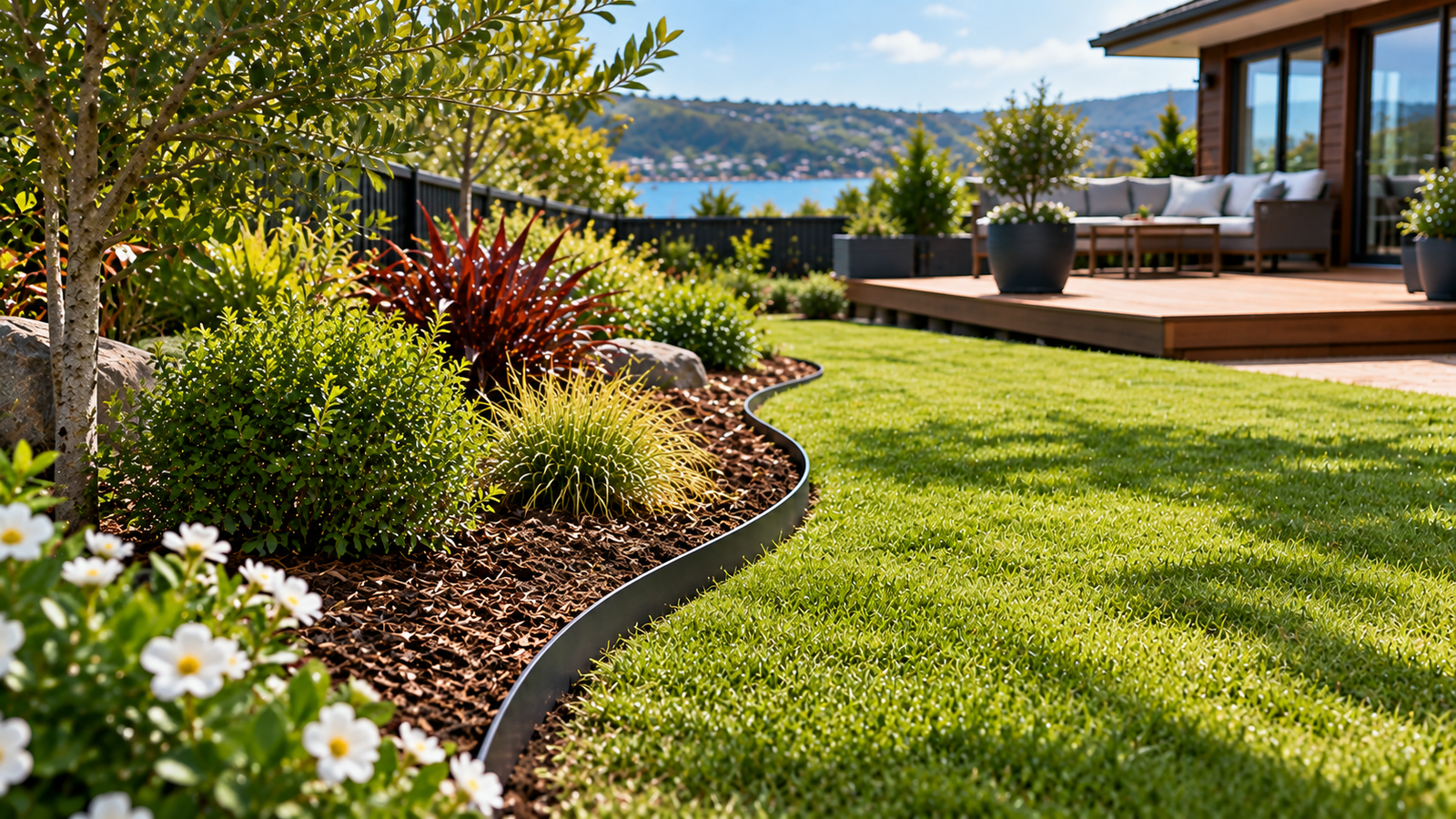 Installing garden edging in a New Zealand backyard