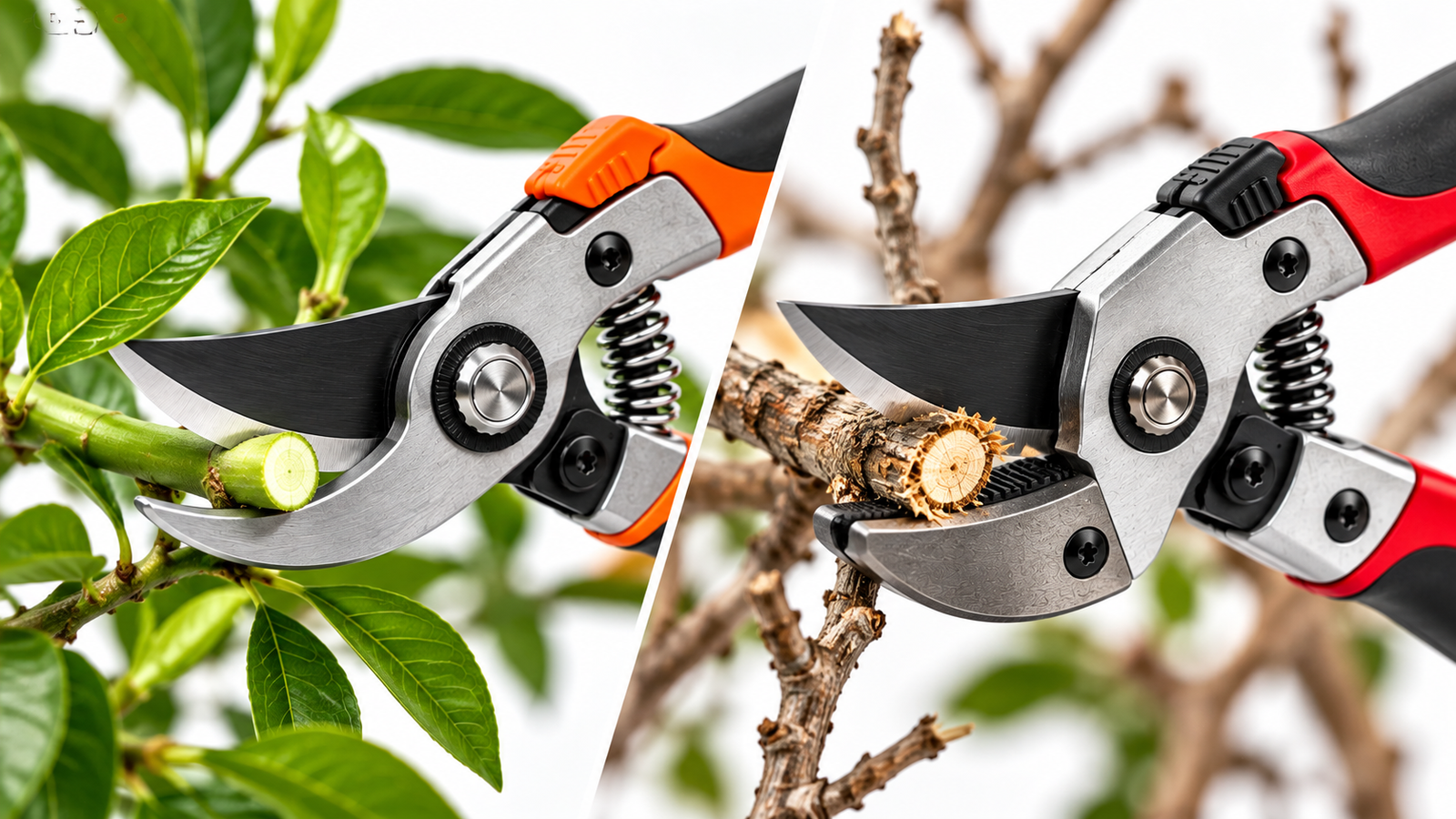 Close-up of secateurs illustrating the blade mechanism for garden pruning
