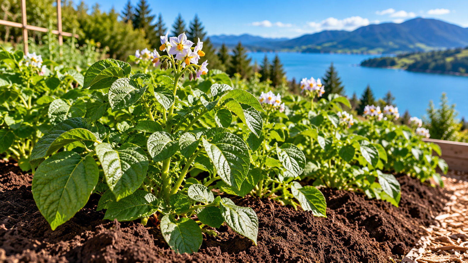 When to plant potatoes in NZ: gardener planting sprouted seed potatoes in prepared soil