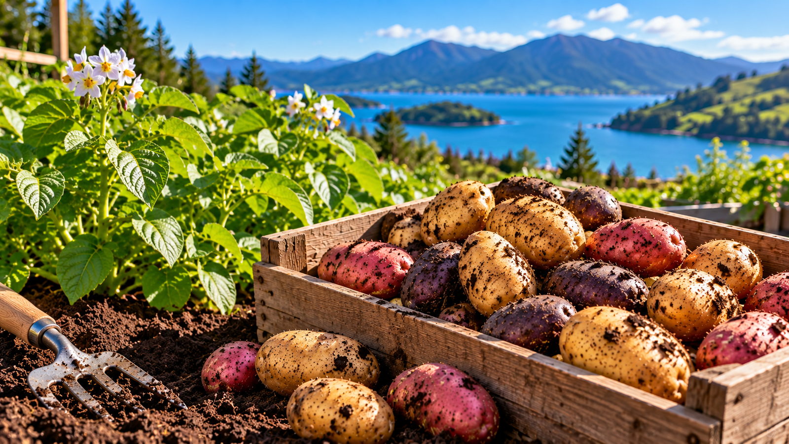 When to plant potatoes in NZ – freshly harvested potatoes in a New Zealand garden